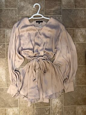 Dynamite Lavender Satin Tie-Front romper dress